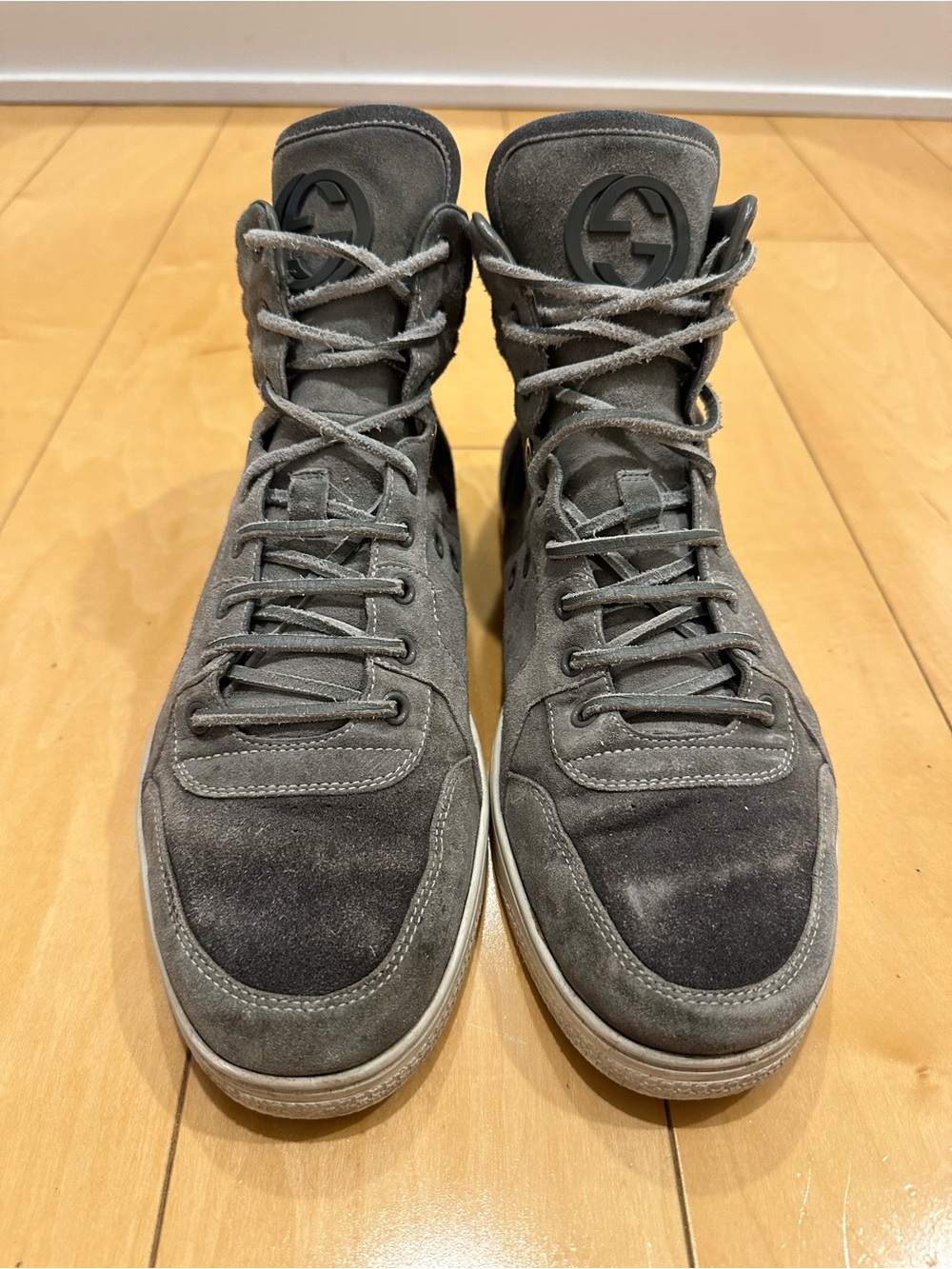 Vintage Gucci Men’s Gray Suede High-Top Sneakers